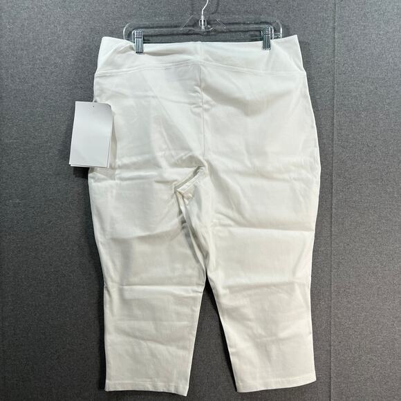 Women with Control Prime Stretch Denim Petite Crop Pants White, Petite X-Large - Picture 2 of 9